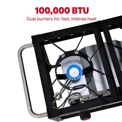 Image showing 5 th Feasto 90,000 BTU Dual Basket Propane Turkey Fryer with Folding Side Shelf & Hooks