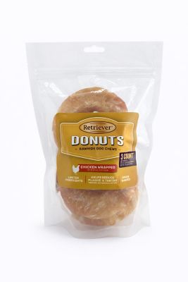 Retriever Chicken-Wrapped Donuts Rawhide Dog Chew Treats, 3 ct.