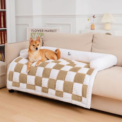 Image showing  Cream Square Plaid Dog Pad