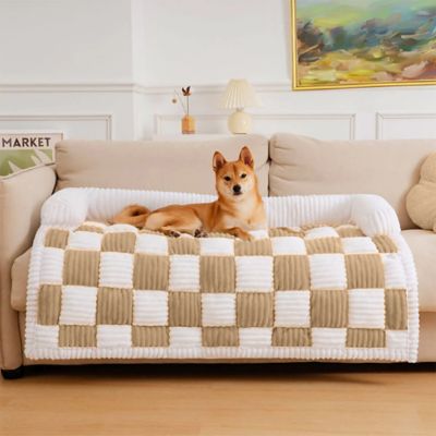 Image showing  Cream Square Plaid Dog Pad