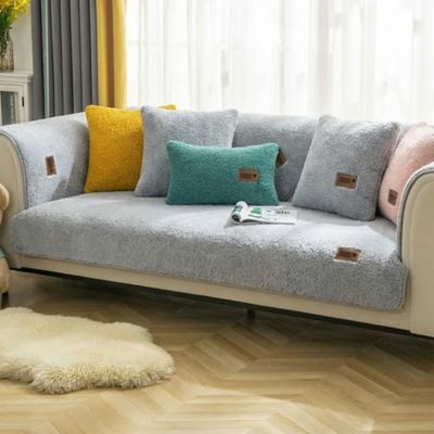 Image showing  Fau x Sherpa Fleece Couch Cover Protector, 35.4 x 70.9in.