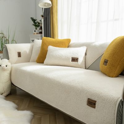 FunnyFuzzy Fau x Sherpa Fleece Couch Cover Protector, 35.4 x 70.9in.