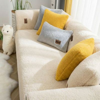 Image showing  Fau x Sherpa Fleece Couch Cover Protector, 35.4 x 70.9in.