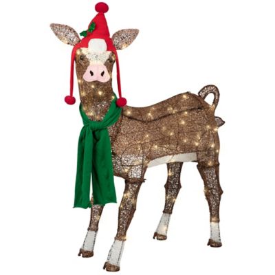 Red Shed Indoor/Outdoor Crystal Splendor Brown Calf Christmas Statue