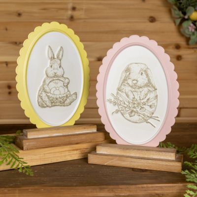 Image showing Bunny Embossed Tabletop Decor, Set of 2