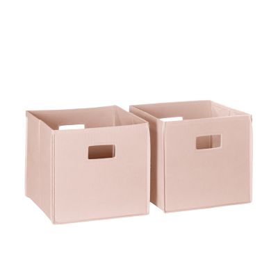 RiverRidge Home Folding Storage Bins with Handles, Cube Storage Organizer for Closet, Bedroom & Playroom, Set of 2, Soft Pink