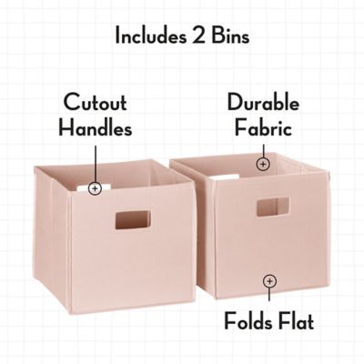 Image showing  Folding Storage Bins with Handles, Cube Storage Organizer for Closet, Bedroom & Playroom, Set of 2, Soft Pink
