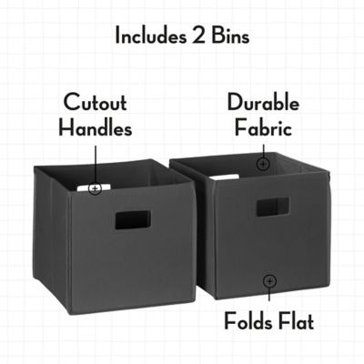 Image showing  Folding Storage Bins with Handles, Cube Storage Organizer for Closet, Bedroom & Playroom, Set of 2, Gray