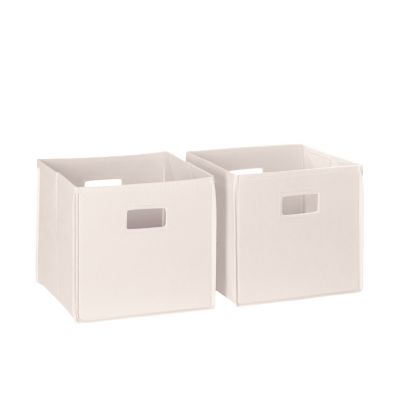 RiverRidge Home Folding Storage Bins with Handles, Cube Storage Organizer for Closet, Bedroom & Playroom, Set of 2, Cream