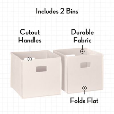 Image showing 2 th RiverRidge Home Folding Storage Bins with Handles, Cube Storage Organizer for Closet, Bedroom & Playroom, Set of 2, Cream