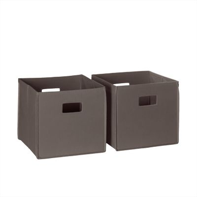 RiverRidge Home Folding Storage Bins with Handles, Cube Storage Organizer for Closet, Bedroom & Playroom, Set of 2, Brown