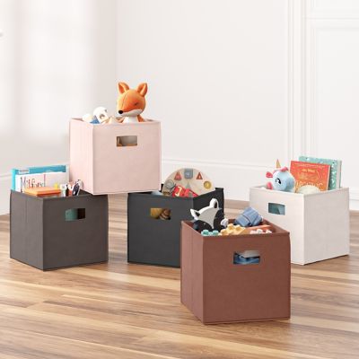 Image showing  Folding Storage Bins with Handles, Cube Storage Organizer for Closet, Bedroom & Playroom, Set of 2, Terracotta