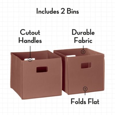 Image showing  Folding Storage Bins with Handles, Cube Storage Organizer for Closet, Bedroom & Playroom, Set of 2, Terracotta
