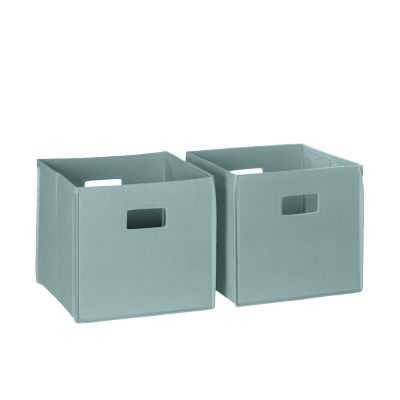 RiverRidge Home Folding Storage Bins with Handles, Cube Storage Organizer for Closet, Bedroom & Playroom, Set of 2, Sea Green