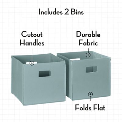 Image showing  Folding Storage Bins with Handles, Cube Storage Organizer for Closet, Bedroom & Playroom, Set of 2, Sea Green