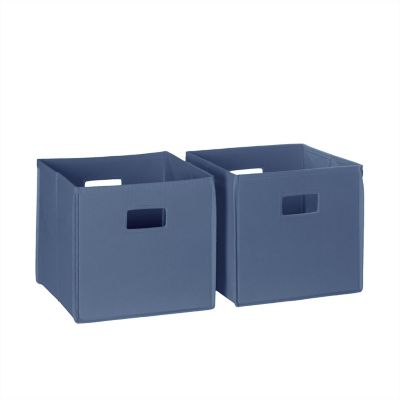 RiverRidge Home Folding Storage Bins with Handles, Cube Storage Organizer for Closet, Bedroom & Playroom, Set of 2, Slate Blue