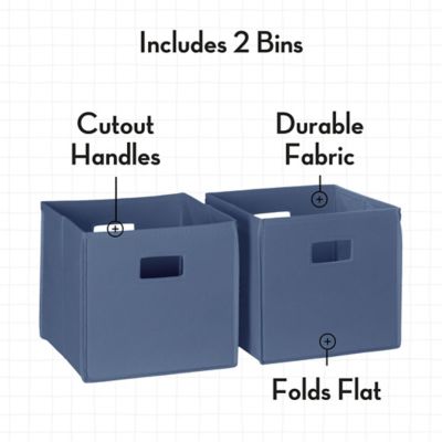 Image showing  Folding Storage Bins with Handles, Cube Storage Organizer for Closet, Bedroom & Playroom, Set of 2, Slate Blue