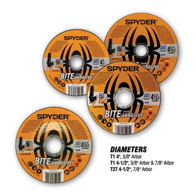 Image showing 2 th Spyder 4.5 in. Bonded Ceramic Abrasive Cut-Off Wheel (Type 1, 7/8 in. Arbor)