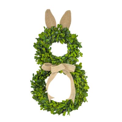 Shine Company 18 in. Handcrafted Preserved Boxwood Bunny Wreath
