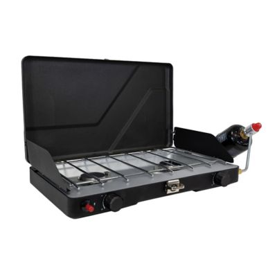 Field & Stream 2-Burner Tabletop Propane Stove, 10,000 BTUs, Black/Chrome