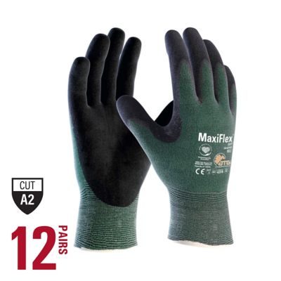 ATG MaxiFlex Cut ANSI 2 Premium Nitrile Coated Outdoor and Work Glove with Touchscreen, 12 pk.