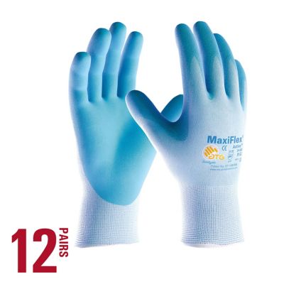 ATG MaxiFlex Active Lightweight Nitrile Coated Multi-Purpose Glove with MicroFoam Grip, Touchscreen, Blue, 12 pk.