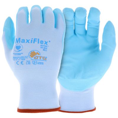 Image showing  MaxiFlex Active Lightweight Nitrile Coated Multi-Purpose Glove with MicroFoam Grip, Touchscreen, Blue, 12 pk.