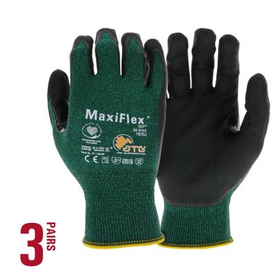 ATG MaxiFlex Cut ANSI 2 Premium Nitrile Coated Outdoor and Work Glove with Touchscreen, 3 pk.
