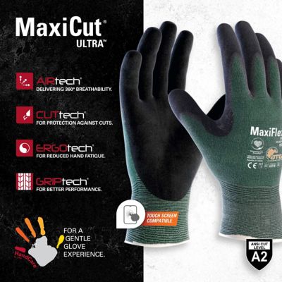 Image showing  MaxiFlex Cut ANSI 2 Premium Nitrile Coated Outdoor and Work Glove with Touchscreen, 3 pk.