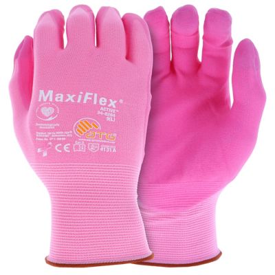 Image showing  MaxiFlex Active Lightweight Nitrile Coated Multi-Purpose Glove with MicroFoam Grip, Touchscreen, Pink, 12 pk.