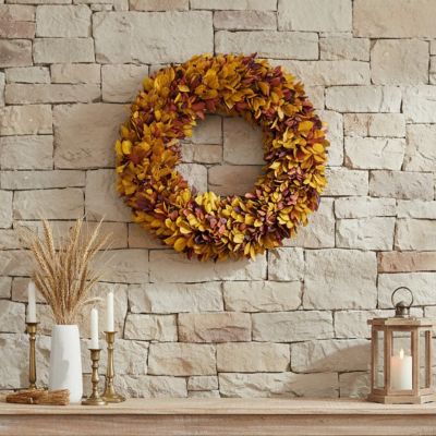 Image showing  20 in. Fall Autumn Preserved Holly Wreath
