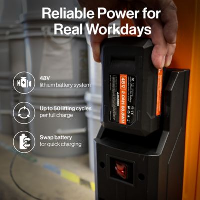 Image showing  Electric Pail Lift, 220 lb. Capacity 5 gal. Buckets, 48V 2Ah Battery Powered Lifter, Lightweight Portable Design