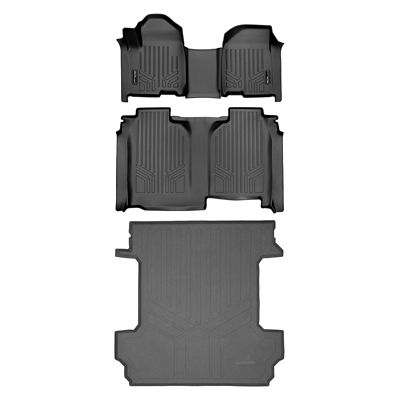SMARTLINER 2 Rows Custom Fit Floor Liners Compatible with 2012 Ford F-450 Super Cab, Gasoline, Raised Footrest