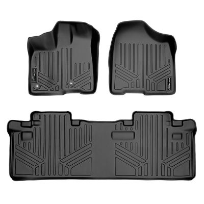 SMARTLINER 2 Rows Custom Fit Floor Liners Compatible with 2015-2019 Chevrolet Silverado 3500 HD Crew Cab, Gasoline, 1st Row