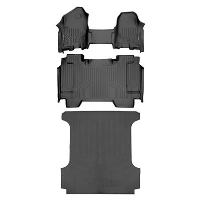SMARTLINER 2 Rows Custom Fit Floor Liners Compatible with 2012 Ford F-350 Super Cab, Gasoline, Raised Footrest