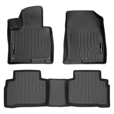 SMARTLINER 2 Rows Custom Fit Floor Liners Compatible with 2015-2019 GMC Sierra 3500 HD Crew Cab, Gasoline, Carpet,