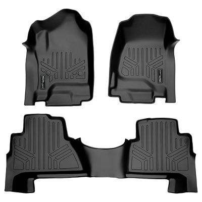 SMARTLINER 1st Row Custom-Fit Floor Liners Compatible with 2007-2013 GMC Sierra 1500 Double Cab, Gasoline, Bench or Bucket