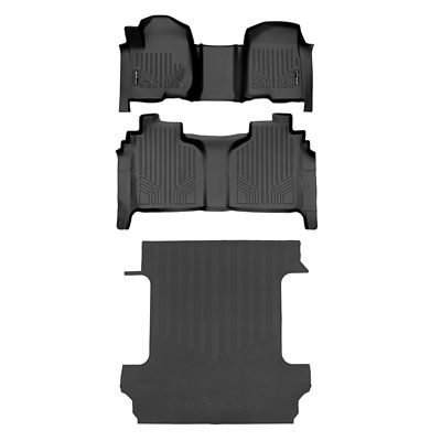 SMARTLINER 2-Row Custom-Fit Floor Liners with 2007-2013 Chevrolet Silverado 1500 Crew Cab, Gas, No Over-Hump