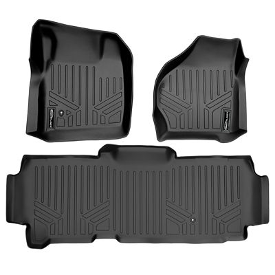 SMARTLINER 2 Rows Custom-Fit Floor Liners for 2015-2019 Chevrolet Silverado 3500 HD Double Cab, Gasoline, No Over-Hump