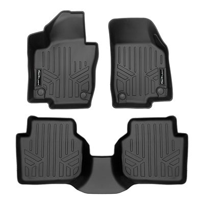 SMARTLINER 2 Rows Custom-Fit Floor Liners Compatible with 2014-2018 Chevrolet Silverado 1500 Double Cab, Gasoline, 1st Row