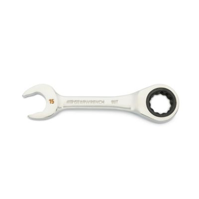 GEARWRENCH 15mm 90T 12 Point Stubby Combination Ratcheting Wrench