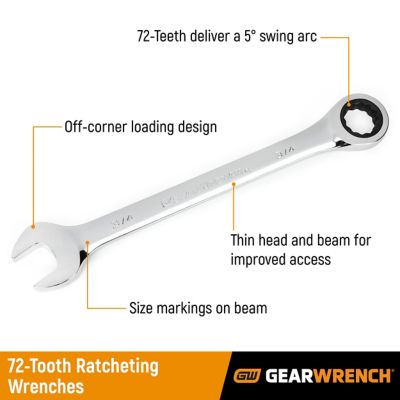 Image showing  34mm 72T 12 Point Ratcheting Combination Wrench