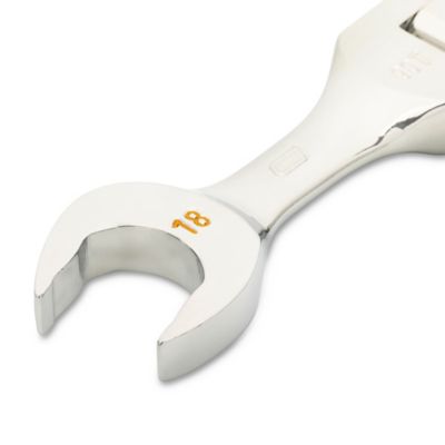 Image showing 3 th GEARWRENCH 18mm 90T 12 Point Stubby Flex Combination Ratcheting Wrench