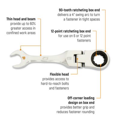 Image showing  7/16 in. 90T 12 Point Stubby Flex Combination Ratcheting Wrench