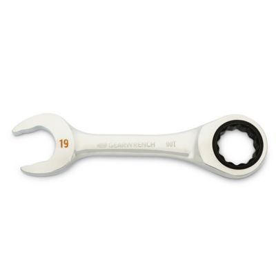GEARWRENCH 19mm 90T 12 Point Stubby Combination Ratcheting Wrench