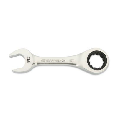 GEARWRENCH 11/16 in. 90T 12 Point Stubby Combination Ratcheting Wrench