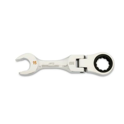 GEARWRENCH 15mm 90T 12 Point Stubby Flex Combination Ratcheting Wrench