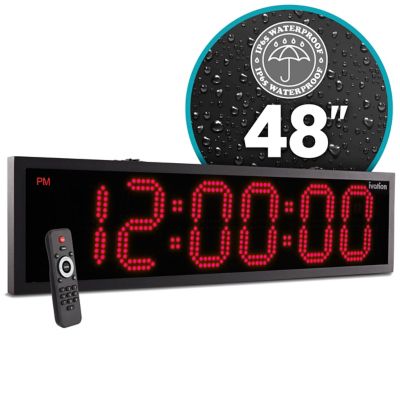 Ivation LED Clock 48 in. Outdoor with Timer, Red