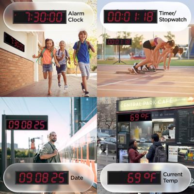 Image showing  LED Clock 36 in. Outdoor with Timer, Red