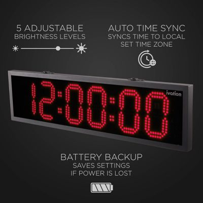 Image showing  LED Clock 36 in. Outdoor with Timer, Red